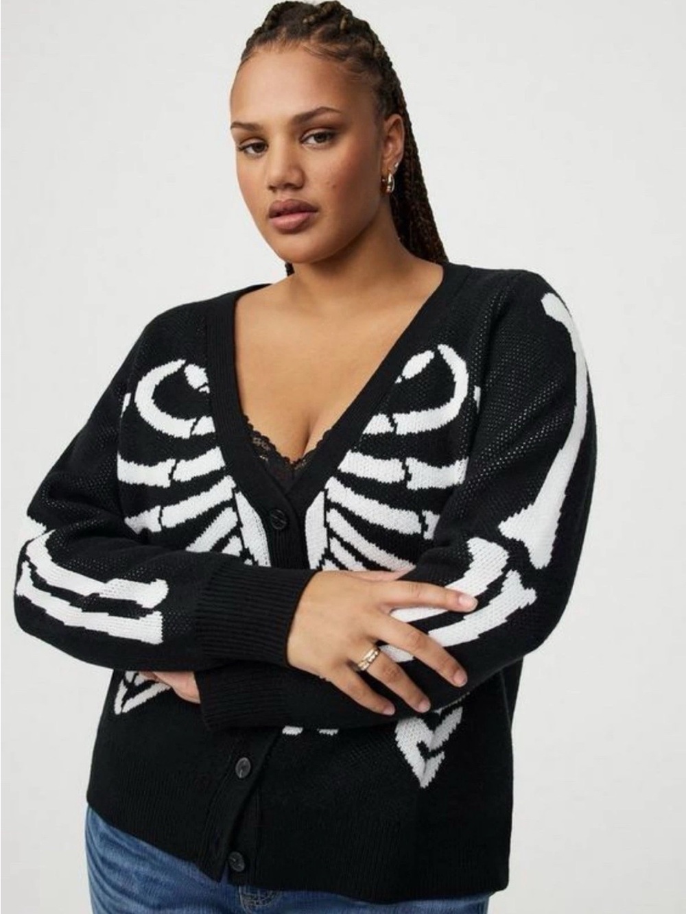 Torrid Black Cardigan Skeleton Sweater Size 2